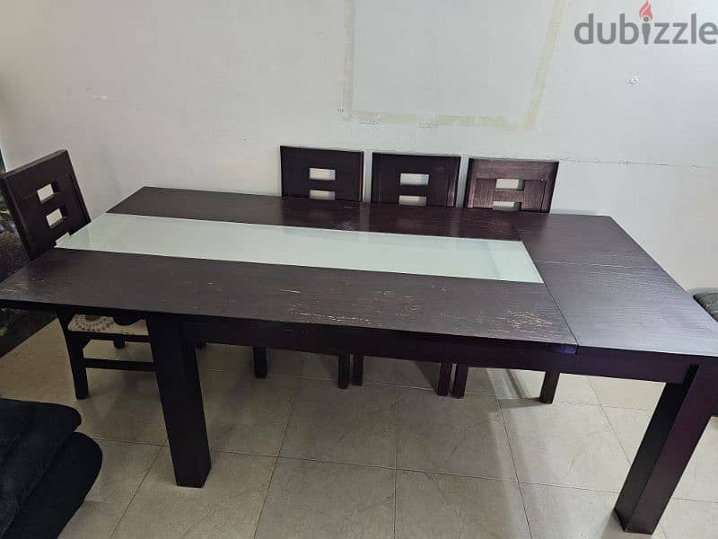 سفره خشب زان قابله للطي مع ٨ كراسيDining table with 8 chairs 6