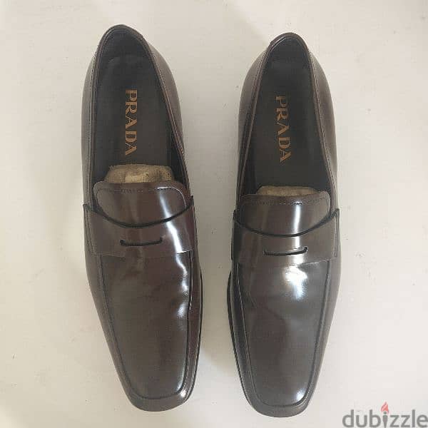 Prada Dark Brown Brushed Loafers Men 0