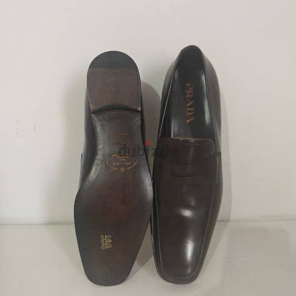 Prada Dark Brown Brushed Loafers Men 1