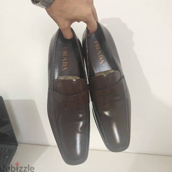 Prada Dark Brown Brushed Loafers Men 5