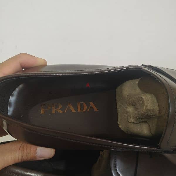 Prada Dark Brown Brushed Loafers Men 10