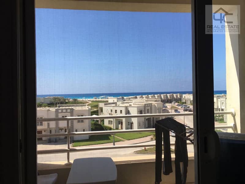 For sale in Amwaj North Coast in the strongest Sabbour projects, a 105m chalet, first floor, sea view, prime location , fully finished, cash price ne 0