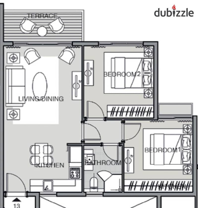 An apartment with a studio price at Noor city , high distinct L010 , with amazing total price , installments over 15 years , wide garden view . 4