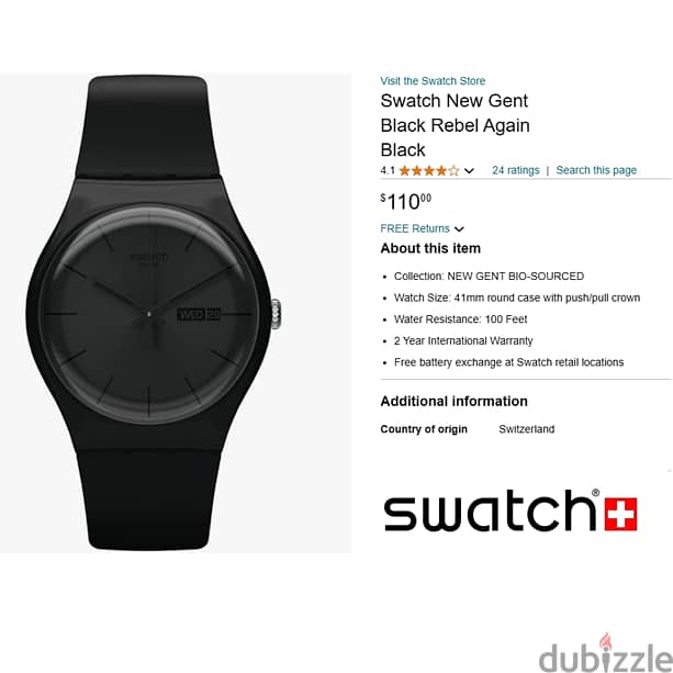 Swatch BLACK REBEL Watch  ساعة سواتش سويسري بلاك ريبيل 6