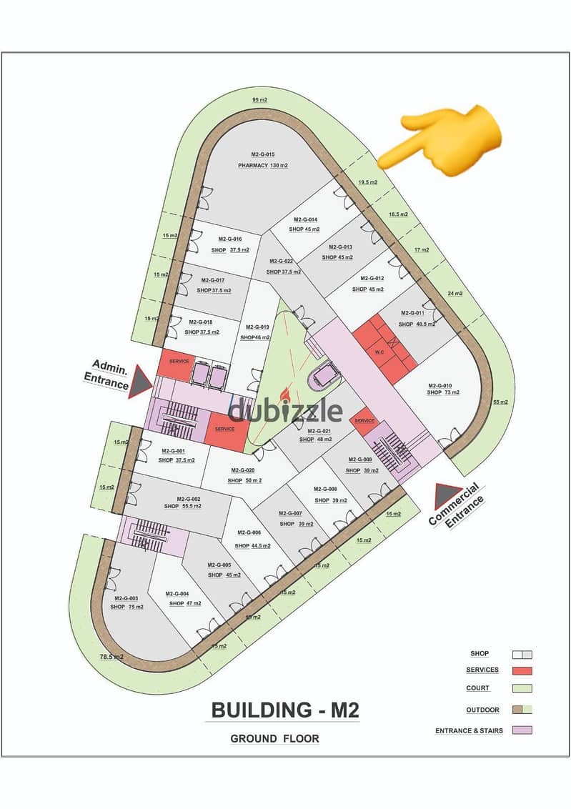 A land plot on the Al-Amal axis between the largest population density, R2 and R3 (Al-Maqsad) Area: 45 sqm + 19 sqm outdoor area 1