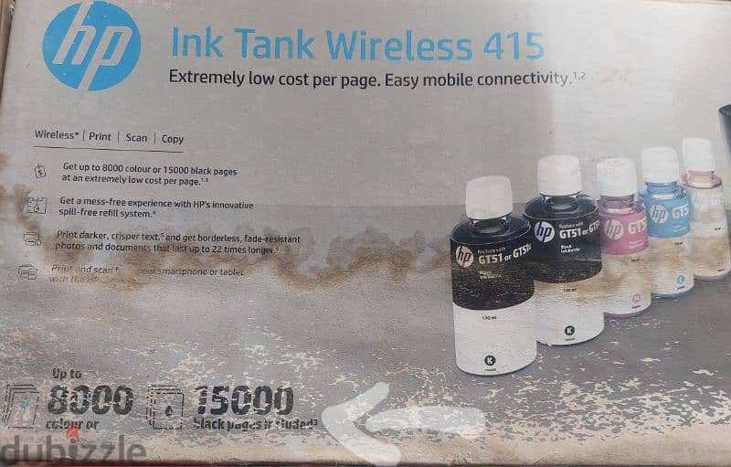 Hp ink tank 415 wireless  طابعة الوان ٣ × ١ 6