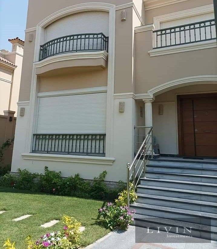 Garden villa duplex, largest area, 4 rooms, lagoon view, for sale in Stone Park Compound, Fifth Settlement, on Maadi Ring Road, Stone Park New Cairo 1