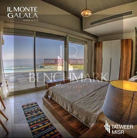 Chalet double view full sea and lagoon 2 bedrooms for sale in Ilmonte Galala village Ain Sokhna Tatweer Misr Company in installments over 10 years 3