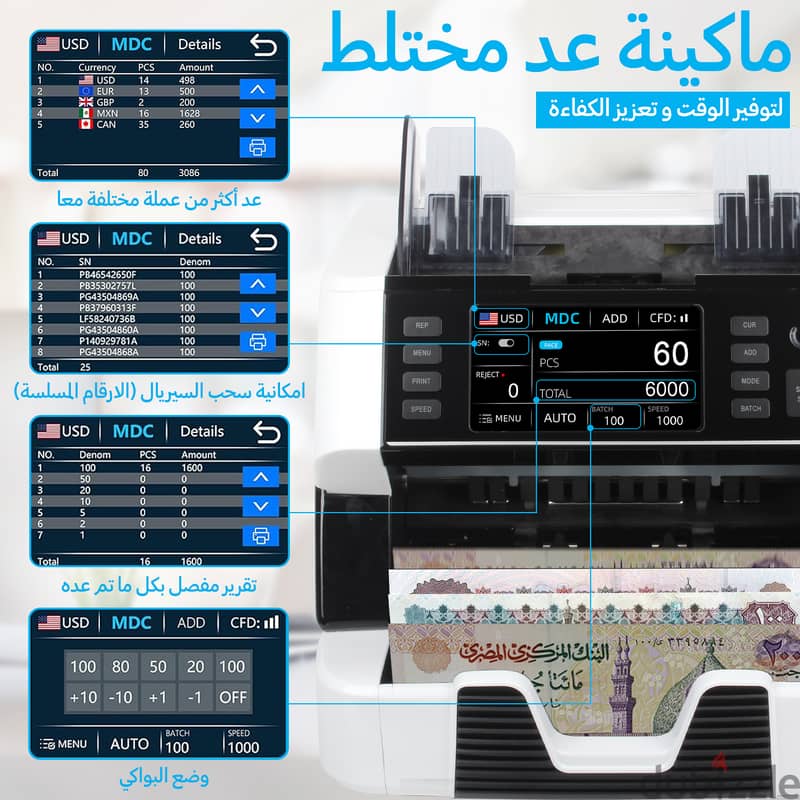 ماكينة عد الفلوس و فرز و كشف التزوير و عد مختلط (مكس) درج واحد TBS 101 4