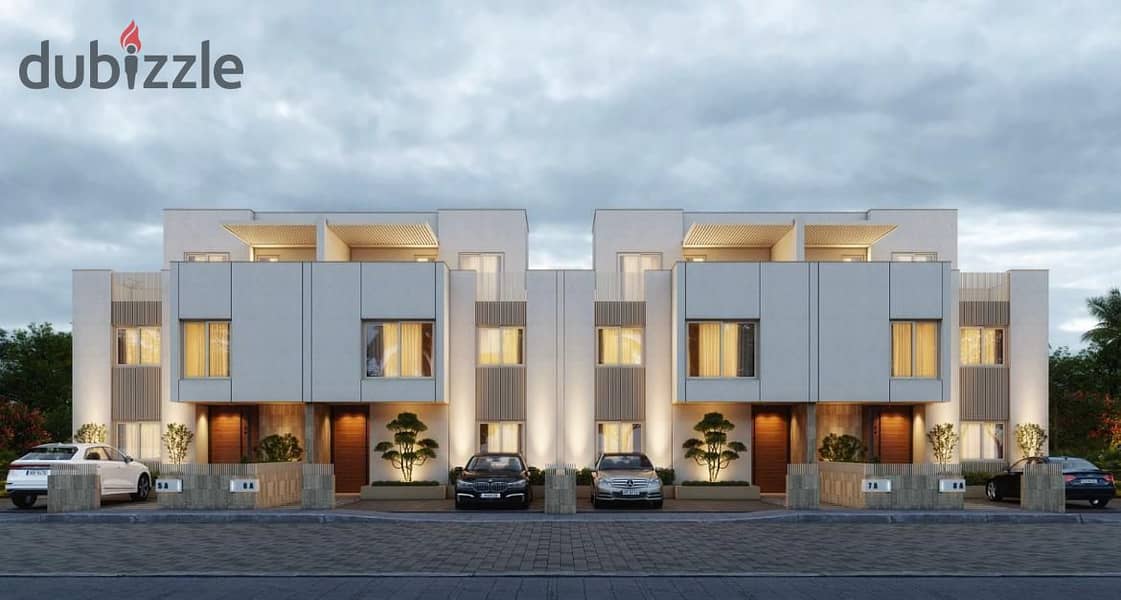 Live directly on the Dahshour Link in a three-story villa available for installment over 8 years in Sheikh Zayed at West End. 1