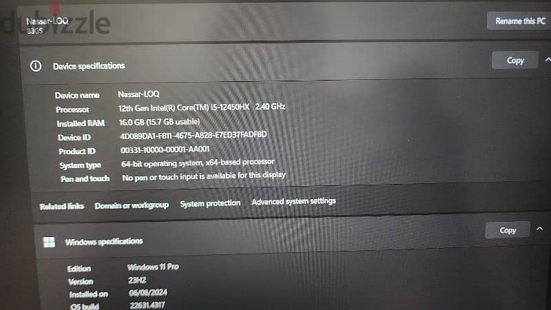 LENOVO LOQ 15IAX9 CORE I5 - 12450HX RTX  2050 4GB 3