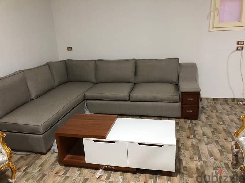 L shaped couch - table - tv unit and coffee corner 2