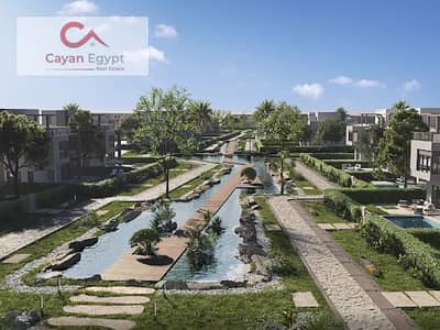 Apartment for sale in Garden Lakes, 5% down payment. Own an apartment in Hyde Park next to Palm Hills and Al Gezira Club, installment 12 years