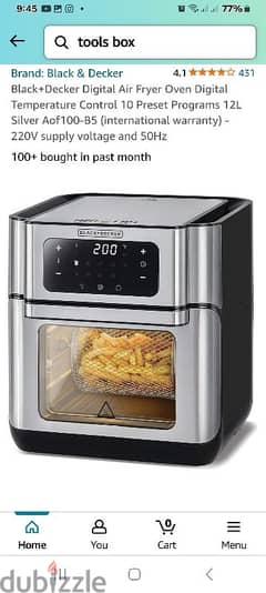 Black+Decker Digital Air Fryer Oven Digital Temperature Control 0