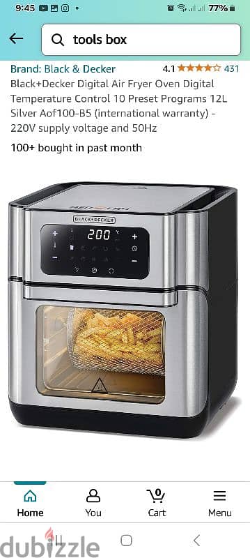 Black+Decker Digital Air Fryer Oven Digital Temperature Control