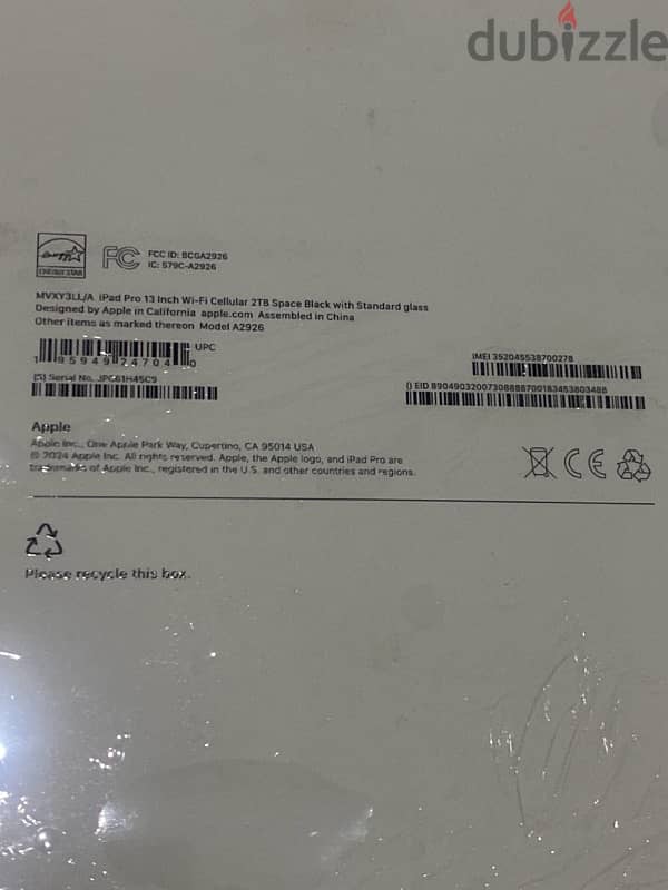 2TB ipad Pro 13-inch (M4) Wi- Fi +Cellular 5