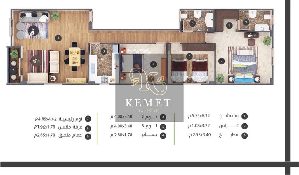 185 sqm apartment, repeated floor, in Andalusia 2, near the southern 90th, at the lowest price per meter in Andalusia, and installments are available 1