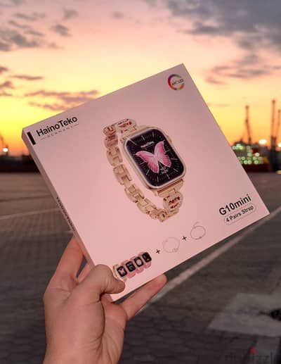 ساعة G10 MINI Rose Gold حريمي 4 استراب + 2 برسليت هدية