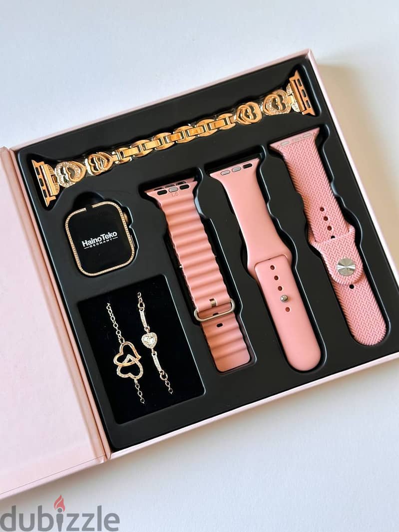 ساعة G10 MINI Rose Gold حريمي 4 استراب + 2 برسليت هدية 2