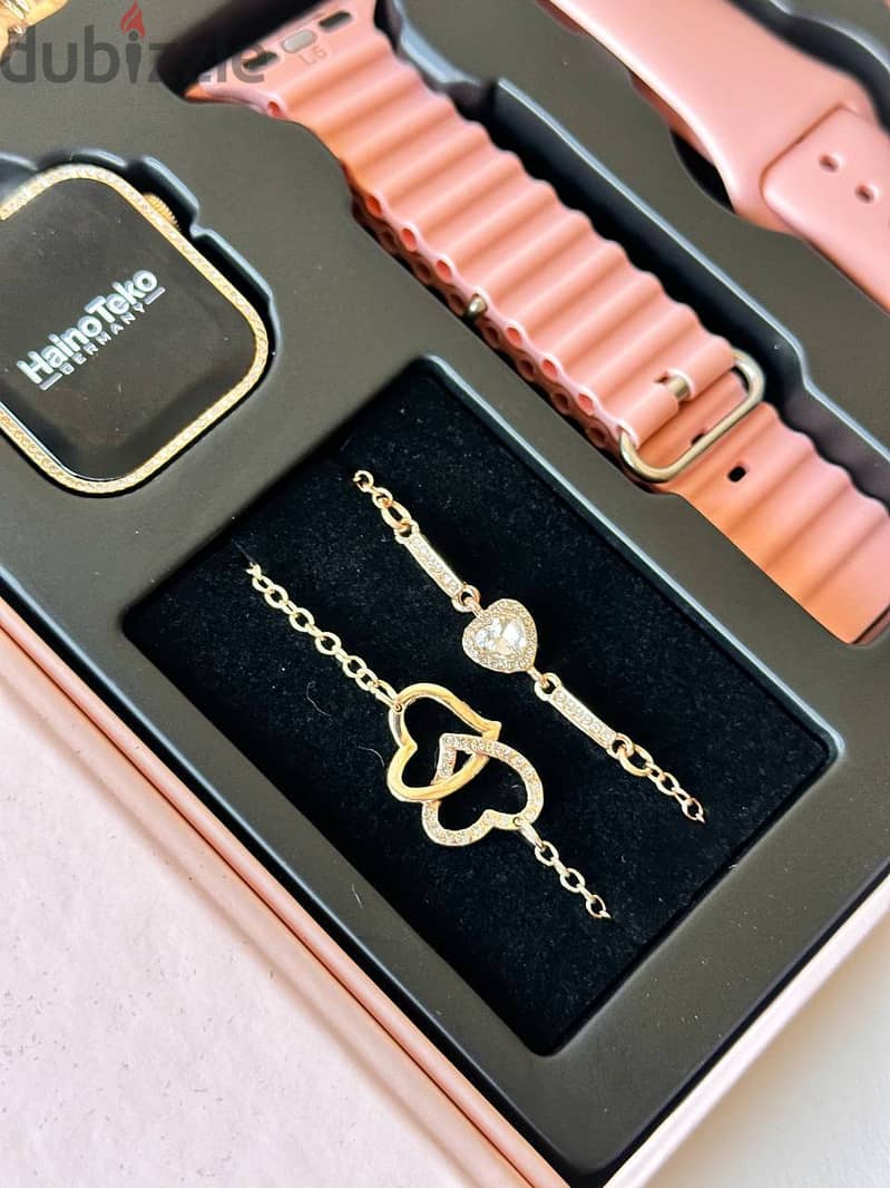 ساعة G10 MINI Rose Gold حريمي 4 استراب + 2 برسليت هدية 3