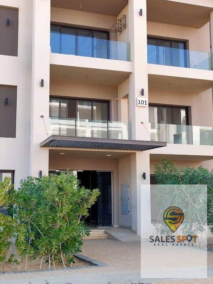 Immediate receipt  Finished apartment (with garden) for sale in Golden Square, Address east, Fifth Settlement 5