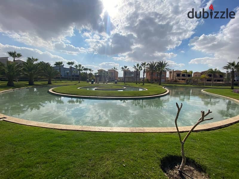 345-meter villa with a swimming pool in the most upscale compound in Sheikh Zayed, in front of Al-Jazira Club, in Swan Lake, Hassan Allam, in installm 8