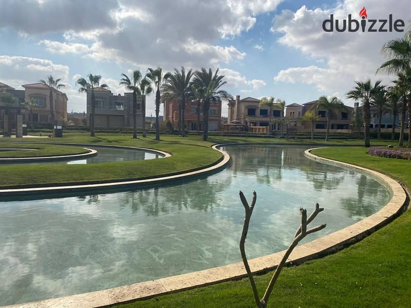 345-meter villa with a swimming pool in the most upscale compound in Sheikh Zayed, in front of Al-Jazira Club, in Swan Lake, Hassan Allam, in installm 9