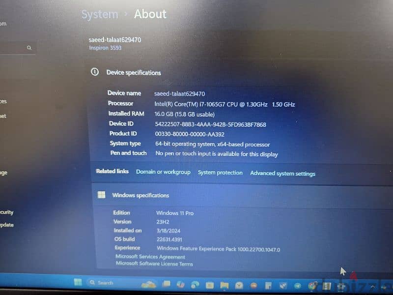 Dell inspirion3593Intelcorei7 10 Th Gen 2