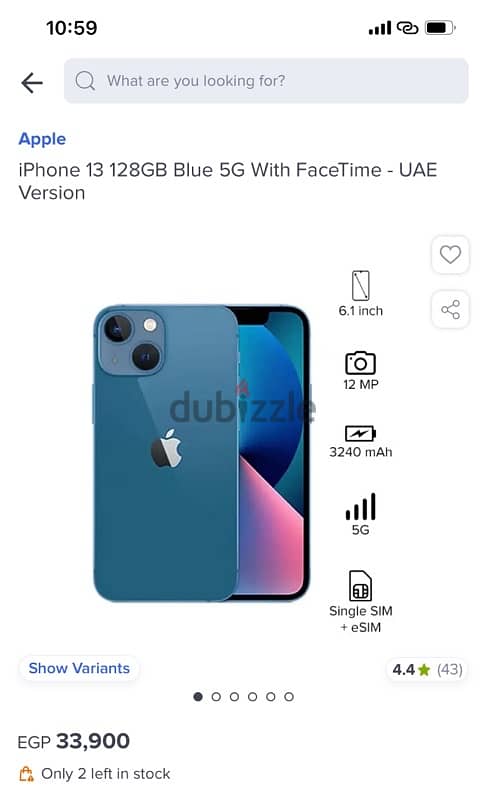 iPhone 13 128GB Blue 5G with FaceTime NEW - UAE Version 3