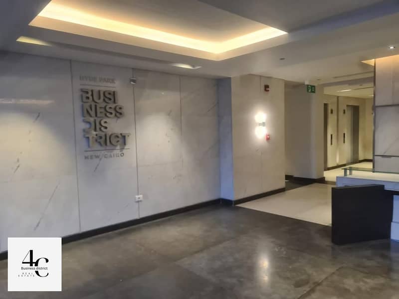 For sale in the best location, an office 65-meter ready to move  in Compound Hyde Park , New Cairo, directly on the 90th Street 10