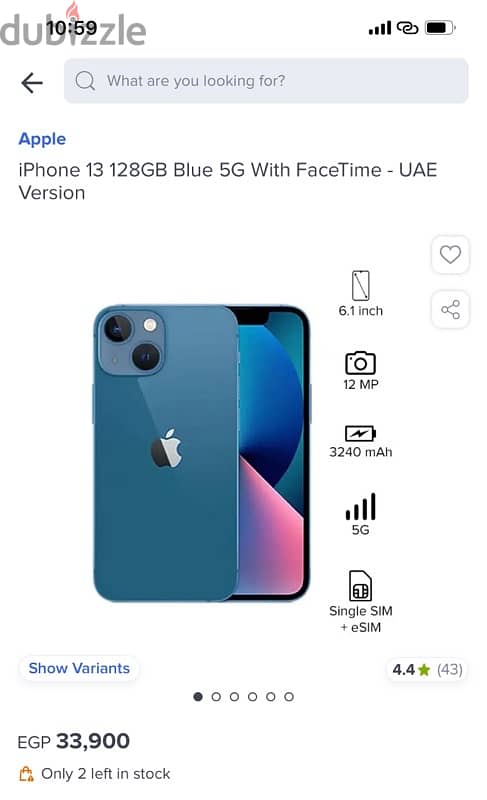 iPhone 13 128GB Blue 5G with FaceTime NEW - UAE Version 3