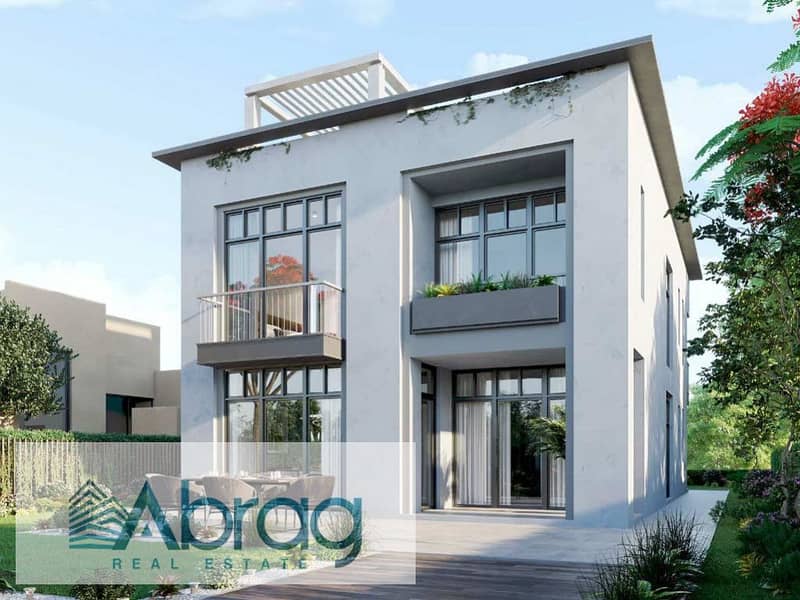 For sale, a townhouse villa in O West Compound by Orascom, 6th of October, with a distinctive view, resale 1