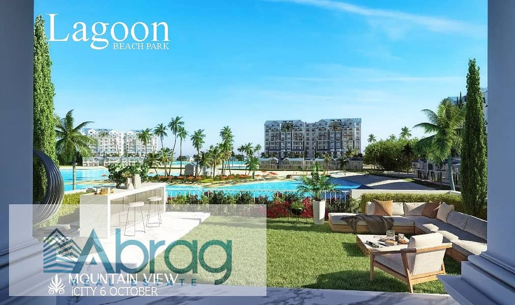 For sale, the largest area, a 3-bedroom apartment, directly on the lagoon, in iCity, El Tagamoa, with installments over 8 years 1