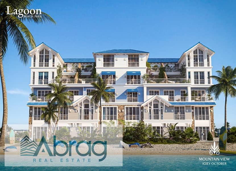 For sale, the largest area, a 3-bedroom apartment, directly on the lagoon, in iCity, El Tagamoa, with installments over 8 years 4