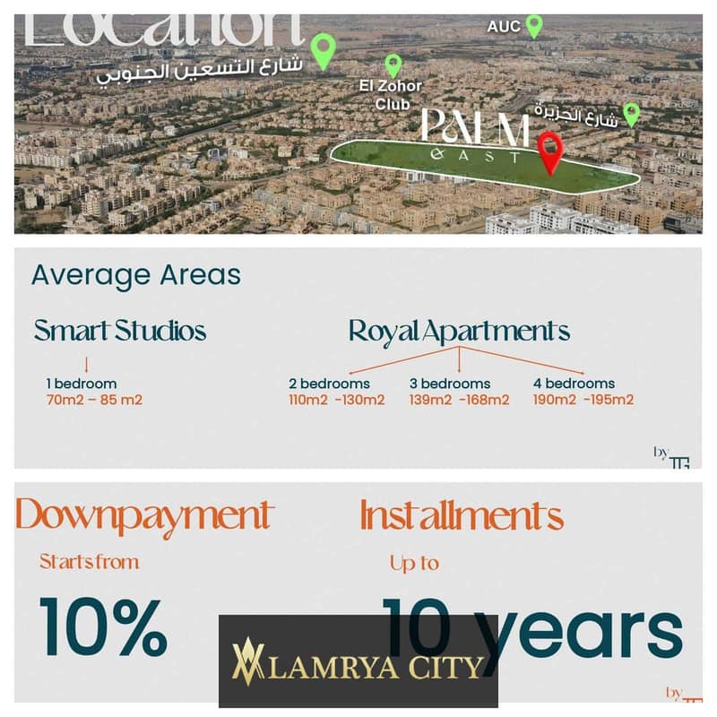 Apartment for sale in Fifth Settlement, Palm East compound installments up to 10 years Down payment 10% 0