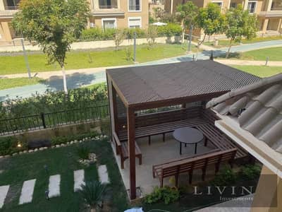 42% discount ground + garden apartment 3 bedrooms for sale in sarai new cairo compound Fifth Settlement wall by wall with madinaty + long installments