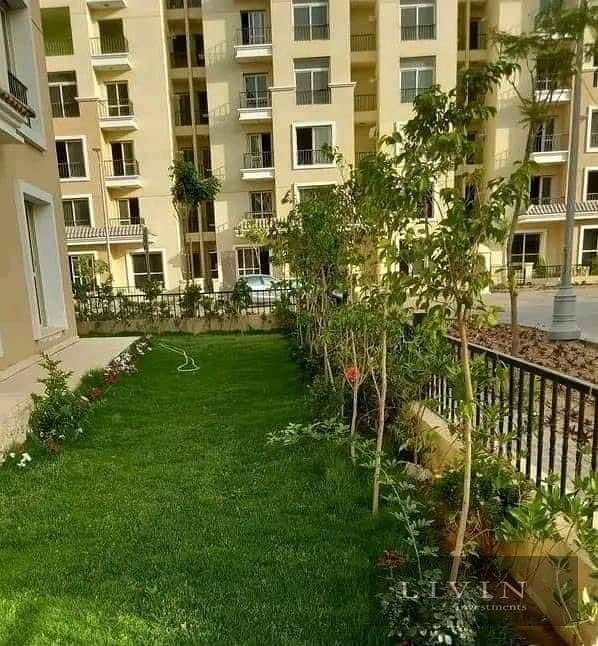 42% discount ground + garden apartment 3 bedrooms for sale in sarai new cairo compound Fifth Settlement wall by wall with madinaty + long installments 5