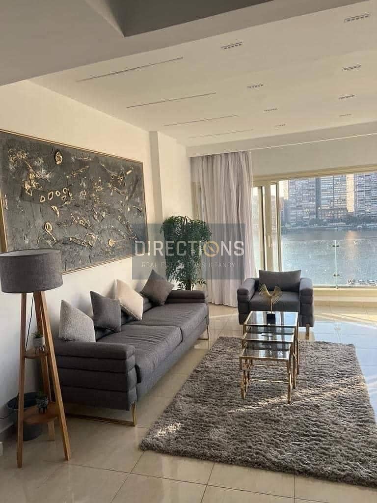 With the largest rental return on the Nile Corniche Maadi in Reve Du Nil, Service apt RTM for sale with furniture and appliances near Hilton Maadi 1