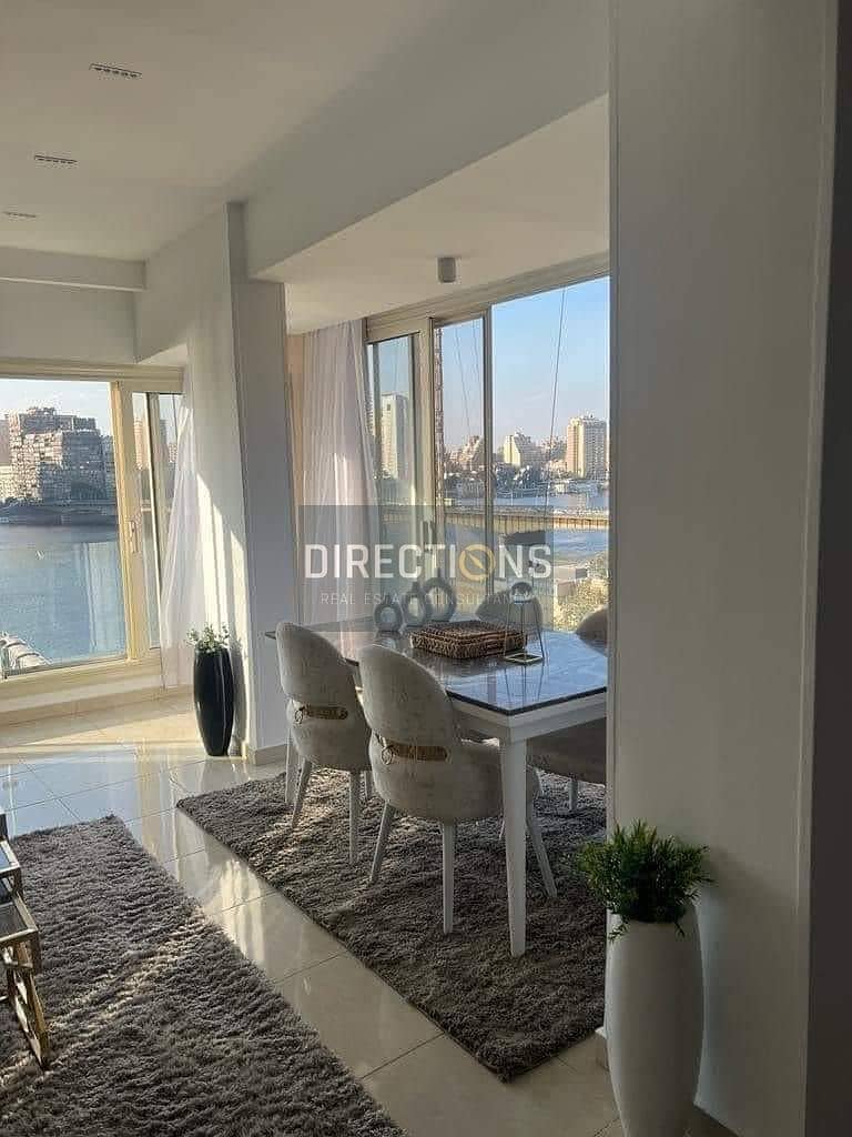 With the largest rental return on the Nile Corniche Maadi in Reve Du Nil, Service apt RTM for sale with furniture and appliances near Hilton Maadi 2