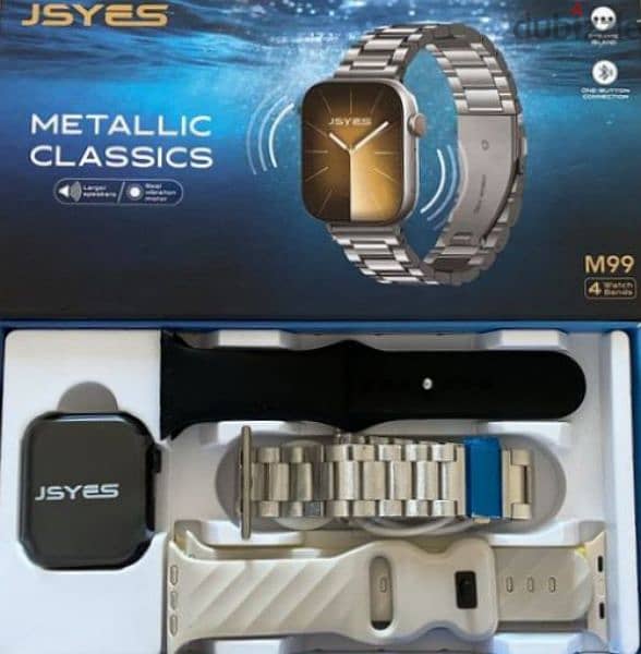 ساعة Jsyes M99 مع 4 إستراب معدنى وقماش وسيليكون 0