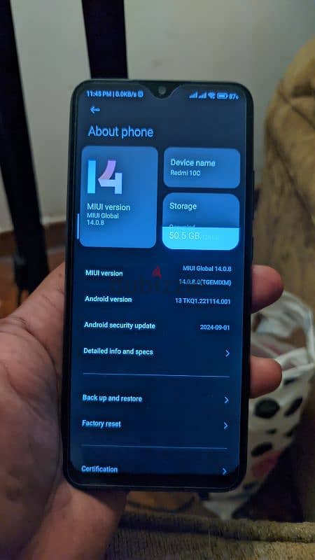 Redmi 10c بحالة الجديد تماما 0
