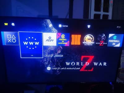 بلاي ستيشن ps4 معدل بفلاشة متبرشم بالستاند معاة ٤ دراعات و شاشة ٤٣