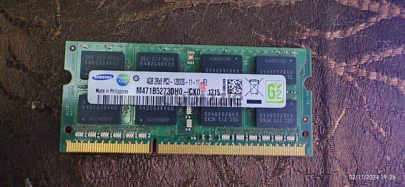 عدد واحد رام سامسونج ٤ جيجا صناعة فليبيني ddr 3 1