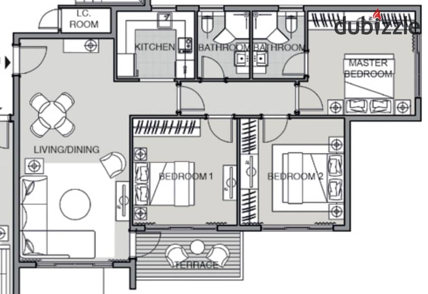 An apartment for sale with studio price at Noor city , with the old price , with longest installmenta period , open view over the villas area . 4