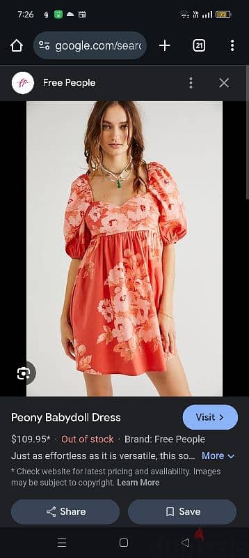 Free People Baby Doll Pink Floral Dress M