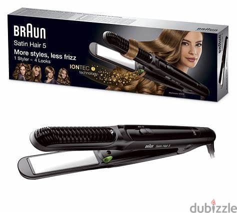 Stain Hair 5 Curl & Sleek -  1 styler - 4 looks مكواة شعر براون جديدة 0