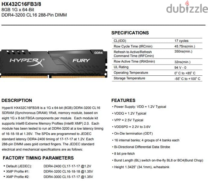 hyperx fury ddr4 3200 cl16 1x8 1