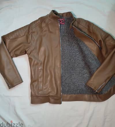 brown leather jacket