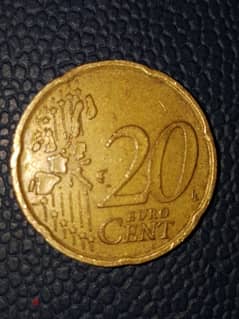 2002 إيطاليا 20 سنتًا خريطة اليورو الأولى نادرة جدًا 0