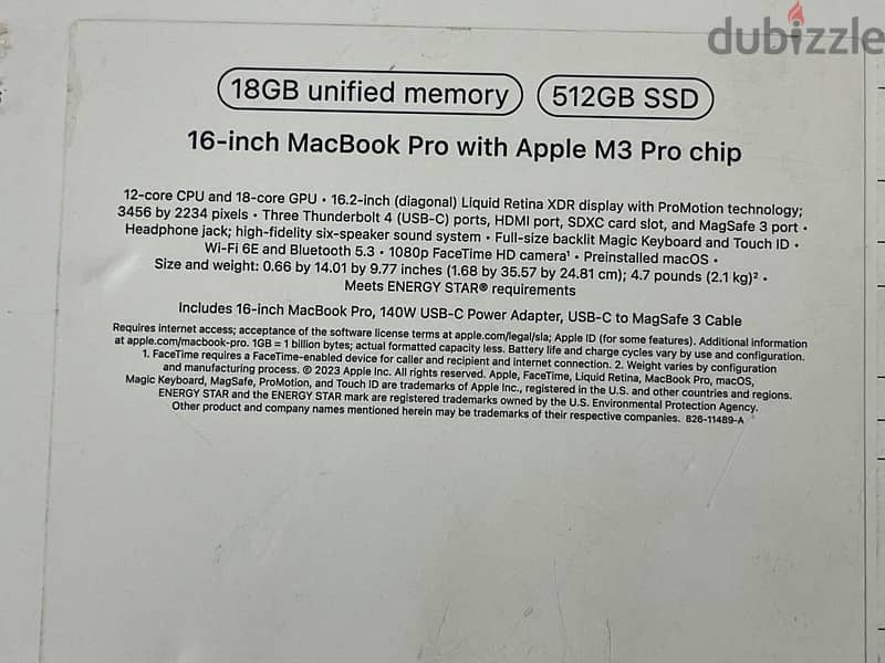 325 / Apple MacBook Pro 16.2” M3 pro 18G / 512G 2024 NEW 2